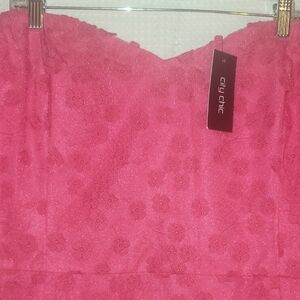 City Chic Vibrant Pink Floral Lace Dress